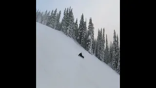 Trying to Carve the Steepest Groomer in Revelstoke on a Snowboard