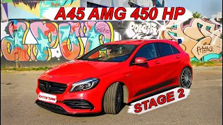 ГОРОДСКАЯ ЗАЖИГАЛКА , MERCEDES-BENZ A-45 AMG 2017 . 2.0 ТУРБО STAGE 2 . 7 АКПП ГОВНО ?  GETRAG ..