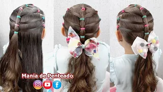 Penteado Infantil fácil com ligas | Easy hairstyle with rubber band for girl | Coiffures simples