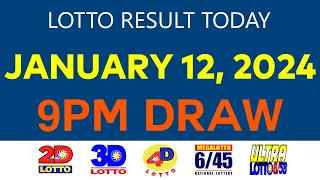 Lotto Result JANUARY 12 2024 9PM (Friday)