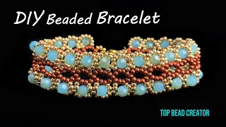 How to make bracelet, Jewelry making Tutorial, Seed Beads Rondelle bracelet