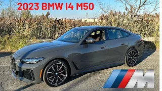 2023 BMW i4 M50i Dravit Grey on Mocha Vernasca Leather with M Carbon Exterior Package! 4k