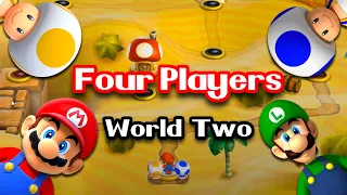 New Super Mario Bros. Wii – 4 players |  Walkthrough (100%) World 2