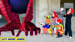 LTT Nerf Guns: Spider Man Warrior X-Shot Nerf Guns Fight Criminal Group Killer Escape From Enemy