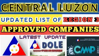 Dole List of Approved Companies in Central Luzon (Region 3) Latest Update | Approved Establishments