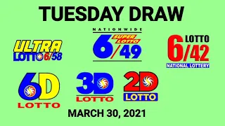 Lotto Result March 30, 2021 - Tuesday Draw (2D, 3D, 6D, 6/42, 6/49, 6/58)