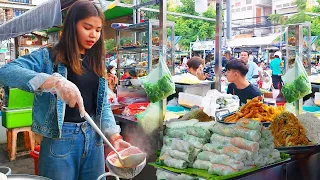 Most Popular Rice Noodle Soup, Chicken Congee, Spring Roll, Yellow Pancake - Best Street Food