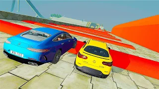 MERCEDES Cars Vs 100+ Long Speed bumps #4 BeamNG Drive