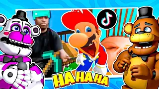 Freddy and Funtime Freddy REACT to SMG4 Mario Funny Tik Toks