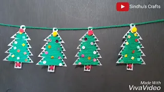 How to make DIY Christmas Tree using Plastic Milk Bottle | Recycled material craft ideas for Kids