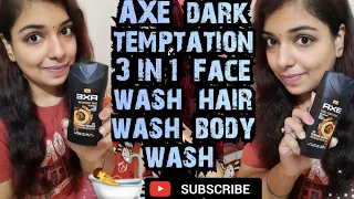 AXE Dark Temptation 3 in 1 facewash, bodywash, hairwash review |Romantic aromatic axe body wash ♥️