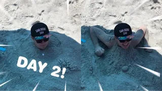 I Spent 24 Hours Buried In Sand (Beach Challenge)