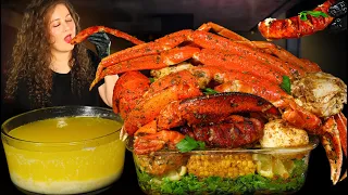 (ASMR MUKBANG) JUMBO SNOW CRAB SEAFOOD BOIL | BUTTER GARLIC SAUCE | ASMR EATING | ASMR FOOD