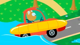 Amphibious Car Edventure | Meow Meow Kitty and magic garage | Kids songs and cartoon