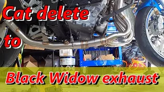 Cat delete to full Black widow exhaust. 2011 to 2022 Gsxr 600/750/ 1000R install video
