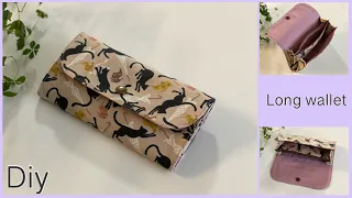 布長財布作り方, How To Make Fabric Long Wallet, easy sewing tutorials, Diy