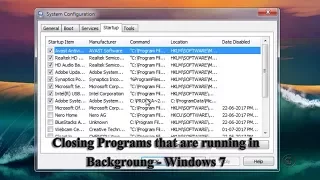 Close/stop Programs running in Background - Windows 7