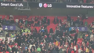 Hungary fans clash with police during England's World Cup qualifier at Wembley Stadium