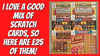 £25 scratch cards. A mix of £5, £3 and £2 scratch cards from the Lottery, looking for a big win!