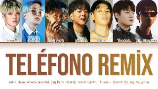 TELÉFONO Remix  - pH-1, 하온, 우디고차일드, 박재범, 식케이, 트레이드 엘, 빅나티 (Color Coded Lyrics Han/Rom/Eng/가사)