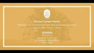 Career Panel "Working in the Environmental Field: New and Emerging Careers"