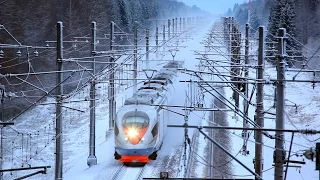 [RZD] "Sapsan" high-speed trains. Snow day.