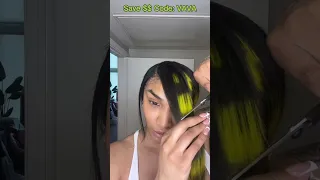 💚Surprised Hairstyle!! HD Lace Wig Install + Green Highlight Clip-in Extensions #elfinhair #viral