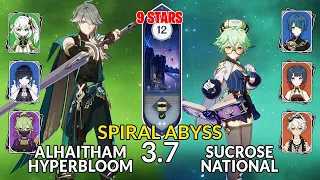 New 3.7 Spiral Abyss│Alhaitham Hyperbloom & Sucrose National |Floor 12 - 9 Stars| Genshin Impact