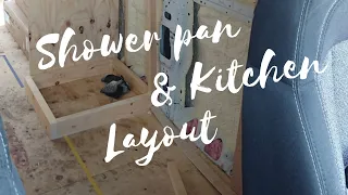 SHOWER & KITCHEN - Framing our DIY shower pan and upper cabinets - Promaster Van Build #14