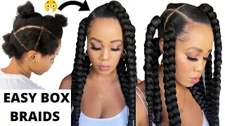 🔥How To: EASY BOX BRAIDS / RUBBER BAND METHOD/ TENSION FREE/ Protective Style / Tupo1