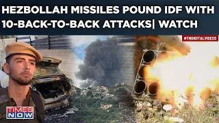 Hezbollah's 10 Back-To-Back Missile Attacks Hit IDF Bases|  Israel Strike 28 Sites In Lebanon| Watch