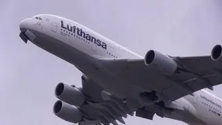 超巨大飛行機離陸 Huge Plane Lufthansa Airbus A380-800 D-AIMD Take of from Tokyo Narita int'l Airport 成田国際空港