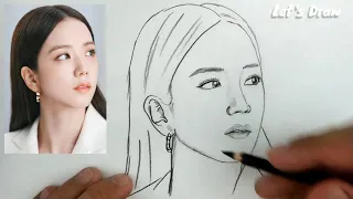 VERY EASY ,real time drawing kim ji soo blackpink  kpop girlband from  south korea