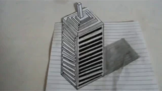 How to draw 3D skyscraper building  .step by step easy method