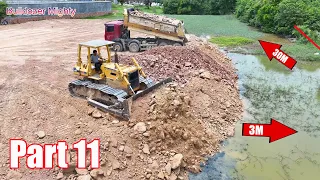 Part 11| Nice Showing Action Filling up land, BULLDOZER KOMATSU D58P Work With Dump Truck Unloading