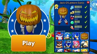 Sonic Dash - Jack O'Lantern Sonic Unlocked and Fully Upgraded - All Characters Unlocked Run Gameplay