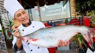 Eating GIANT RIVER FISH!! 🌶️ Spicy Thai Food with Mekong River Chef! 👨‍🍳
