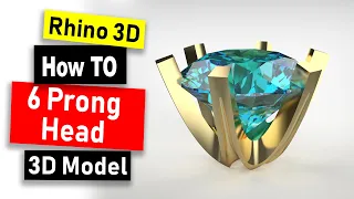 6 Prong Head Engagement Ring 3D Modeling in Rhino 3D: Jewelry CAD Design Tutorial #99