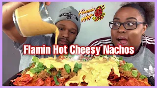 FLAMIN HOT CHEESY NACHOS MUKBANG!