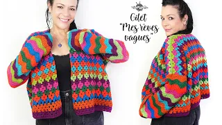 Crochet gilet mes reves "Vagues" I Tuto gilet Diamant I Gilet zig zag