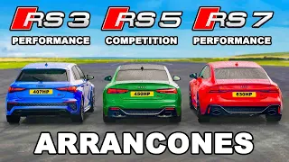 Audi RS3 vs RS5 vs RS7 más rápido: ARRANCONES