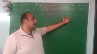 Aplicaciones de la derivada. Calcular de % de decremento de volumen de una esfera