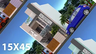 15X45 Duplex House design with 3d front elevation by nikshail