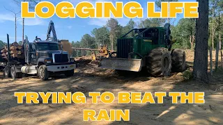 LOGGING LIFE IN SOUTH MS|| TRYING TO BEAT THE RAIN