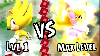 Sonic Forces - The Difference Between Super Sonic Lv.1 vs Super Sonic Max Lv, 16 - Android Gameplay