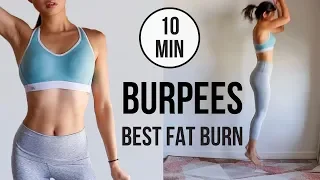 BEST BURPEE WORKOUT (10 VARIATIONS) FOR FULL BODY FAT BURN & FLAT BELLY! 10 mins HIIT ~ Emi