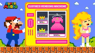 Super Mario: Mario Odyssey and Peach Shopping Clothes in Vending Machine | Game Animation