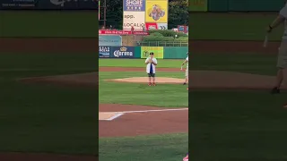 Throwing out the first pitch at a @jerseyshoreblueclaws6289 game because I beat cancer
