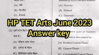 HP TET Arts June 2023 Answer key// Hp TET arts answer key june 2023
