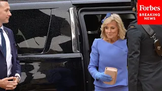 First Lady Dr. Jill Biden Arrives At Westminster Abbey For King Charles III's Coronation